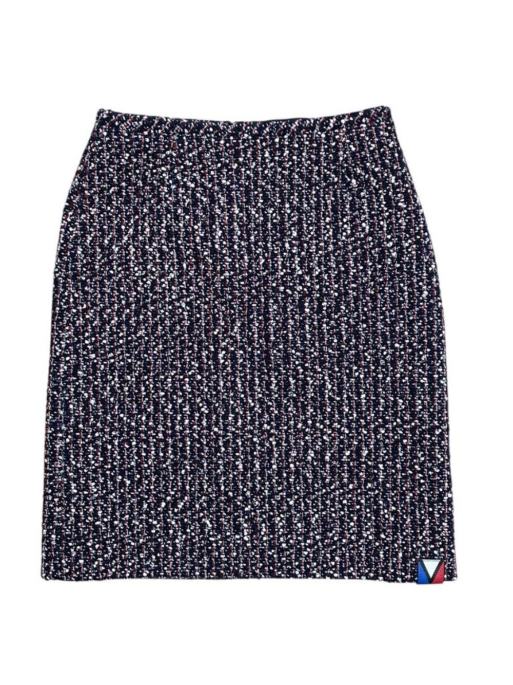 Louis Vuitton Skirt Tweed Monogram Knee-Length Cotton Navy Red Casual
